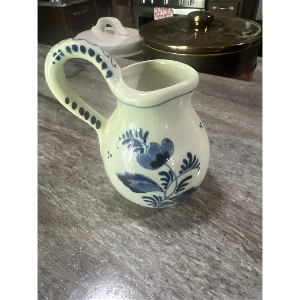 Vintage Delft Blue Handpainted Holland Mini Pitcher Marked 3.25”